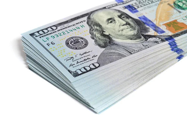 Stack of hundred dollars — Stock Photo, Image