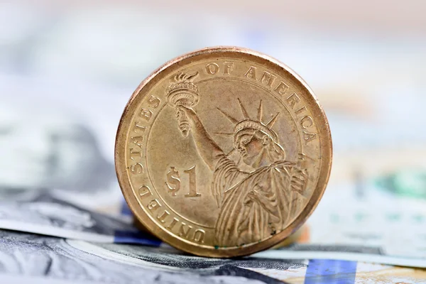 Egy dollár érme — Stock Fotó