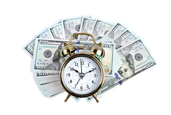 Alarm clock on money — Stock Photo, Image