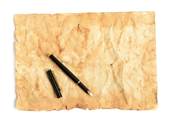 Kalem ve yaşlı kağıt — Stok fotoğraf