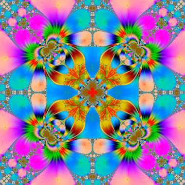 renkli fraktal çiçek desenli, yaratıcı gr için dijital sanat