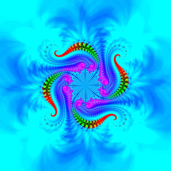 Фрактальна ілюстрація яскравої спіралі з квітковими візерунками — стокове фото
