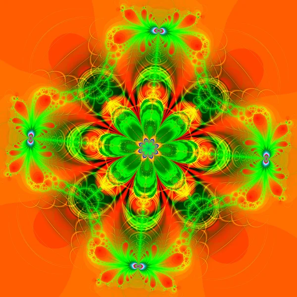 Kleurrijke fractal bloemmotief, digitale kunst voor creatieve gr — Stockfoto