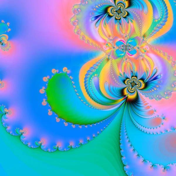 Patrón floral fractal colorido, ilustraciones digitales para gr creativo —  Fotos de Stock