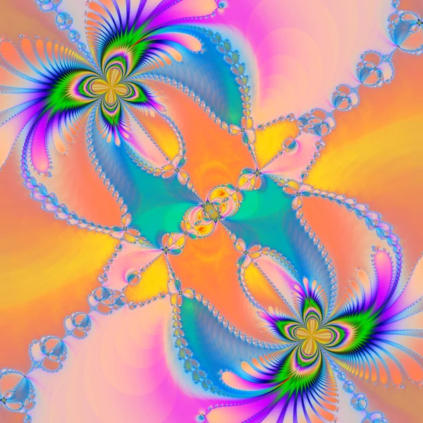 Patrón floral fractal colorido, ilustraciones digitales para gr creativo — Foto de Stock