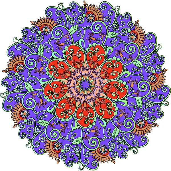 Illustration Mandala mit farbigen Ornamenten zur Gestaltung — Stockvektor