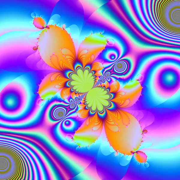 Kleurrijke fractal bloemmotief, digitale kunst voor creatieve gr — Stockfoto