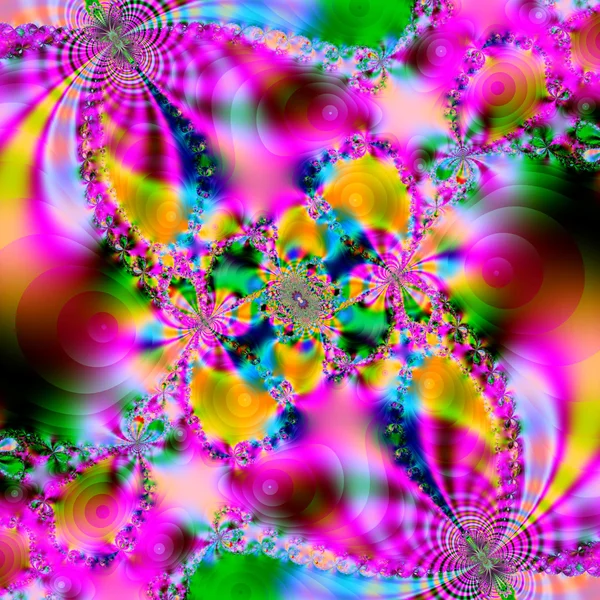 Kleurrijke fractal bloemmotief, digitale kunst voor creatieve gr — Stockfoto