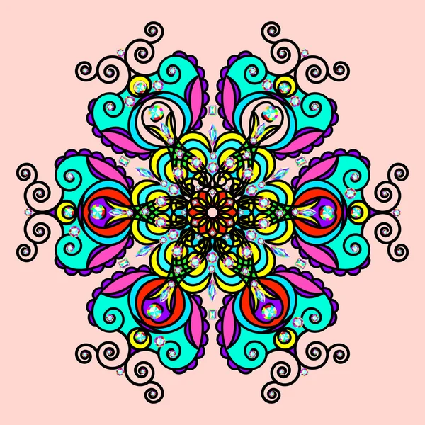 Fondo de ilustración con patrón de mandala redondo brillante con j — Vector de stock