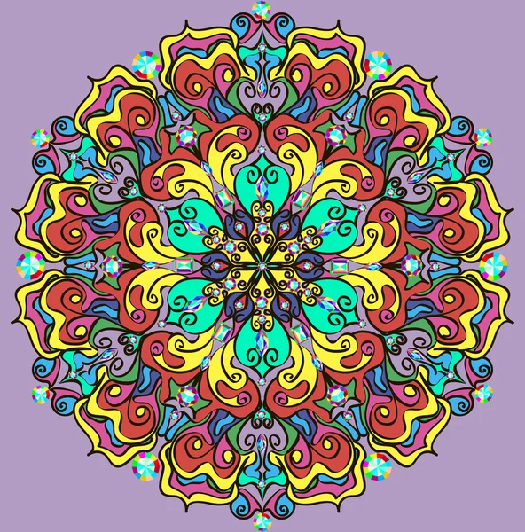 Illustration Hintergrund mit hellen runden Mandala-Muster mit j — Stockvektor