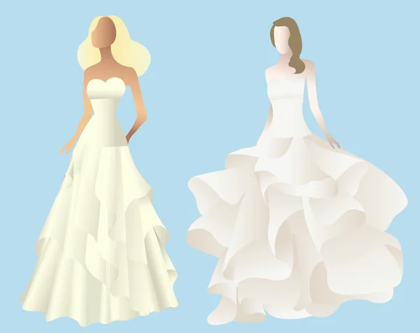 Instellen van afbeelding van gestileerde silhouetten van een bruid in haar weddi — Stockvector