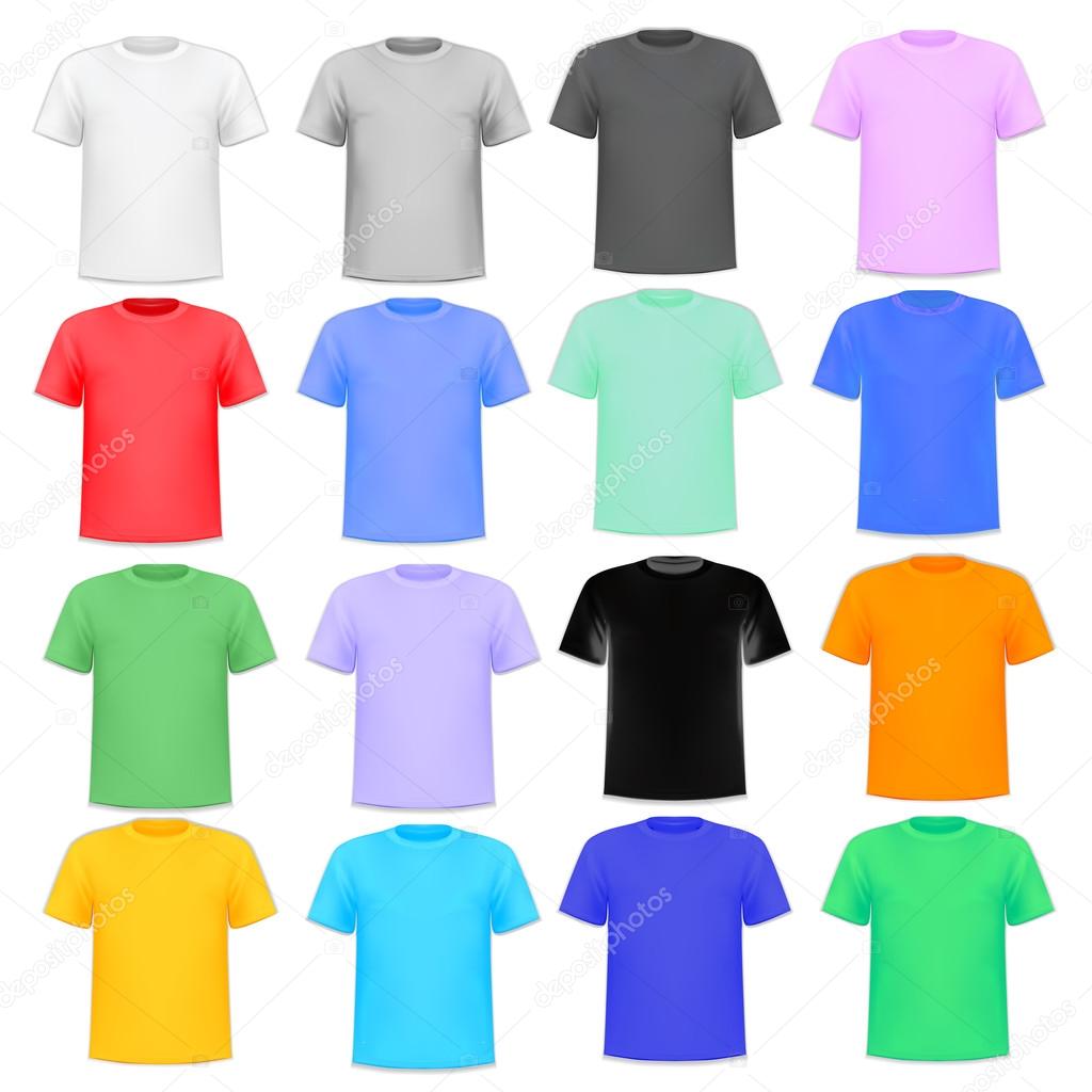 Illustration set of colorful knitted shirts on a white backgroun