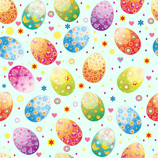 Easter seamless pattern with colorful eggs — Stock Vector