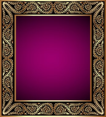 sebze altın desenli illüstrasyon vintage çerçeve