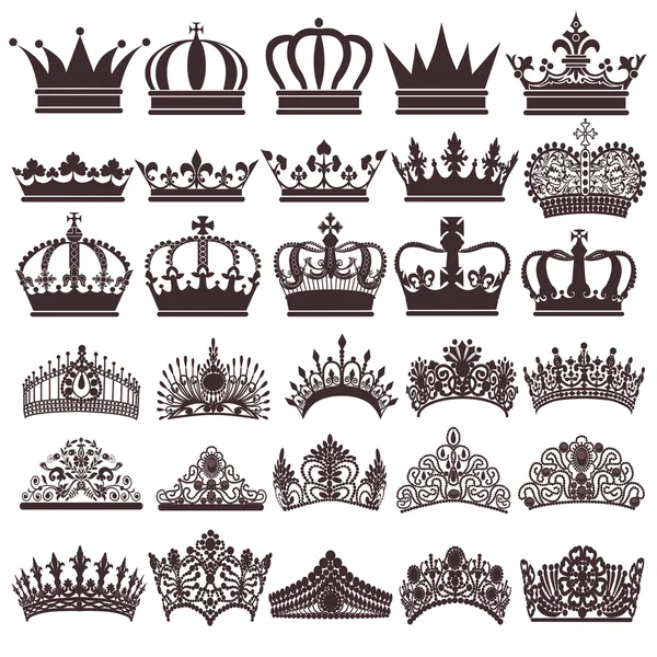 illüstrasyon vintage taç siluetleri ayarla