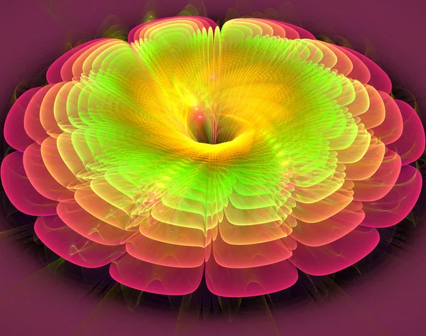 Εικονογράφηση ενός φράκταλ φανταστική φωτεινό λαμπερό λουλουδιού — Φωτογραφία Αρχείου