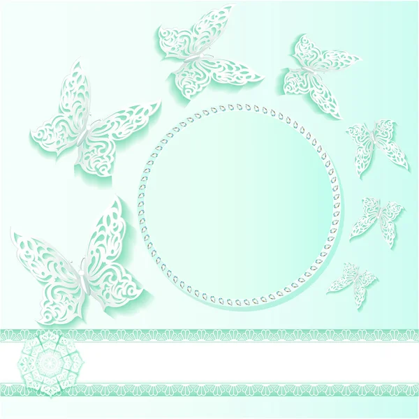 Ilustración fondo tarjeta con encaje de flor y delicado butte — Vector de stock
