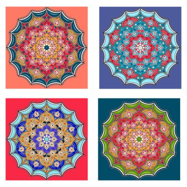 Mandalalar koleksiyonu. Yuvarlak süsleme desen. Vintage dekor elementleri. 