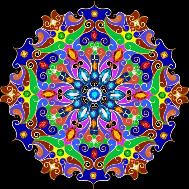 İllüstrasyon arka plan değerli taşların dairesel süslemeleri