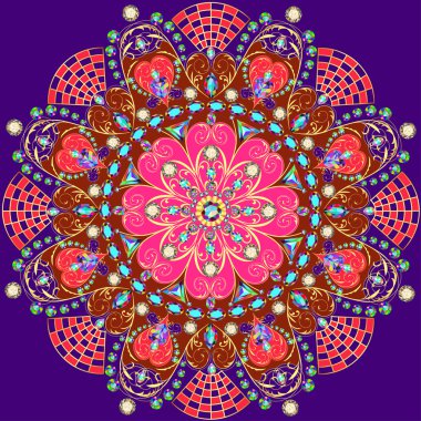 İllüstrasyon arka plan değerli taşların dairesel süslemeleri