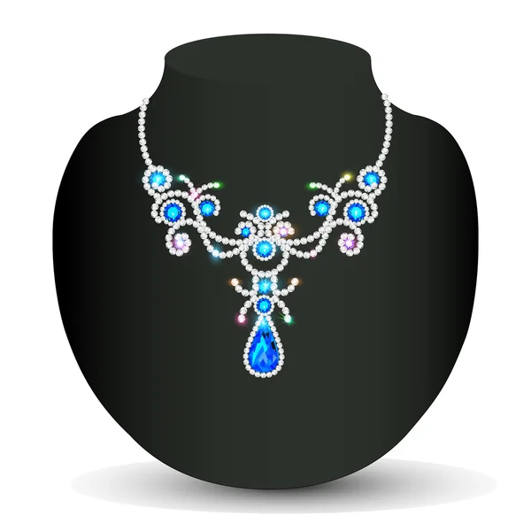 Ilustración collar de oro de la boda de las mujeres con gemas — Vector de stock