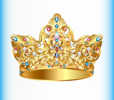 Resimde Kraliyet altın taç süsleme ve değerli st