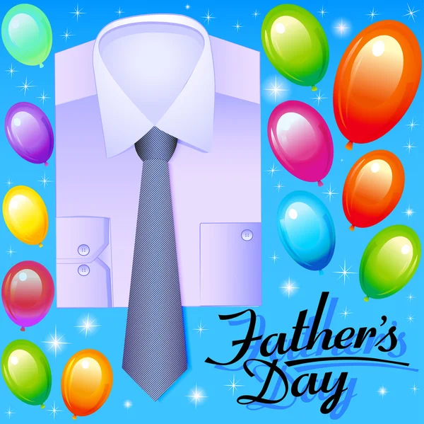 Εικονογράφηση κάρτας για την ημέρα του πατέρα με μπαλόνια πουκάμισο και γραβάτα — Διανυσματικό Αρχείο