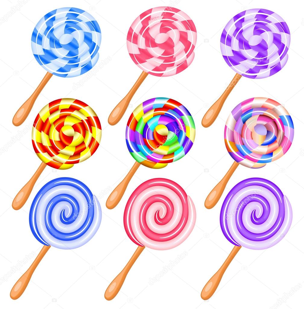 Colorful candy lollipops set of icons - the vortex of lollipops Stock ...