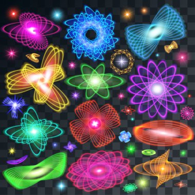 Bir dizi farklı col mükemmel tasarım unsurları parlak neon