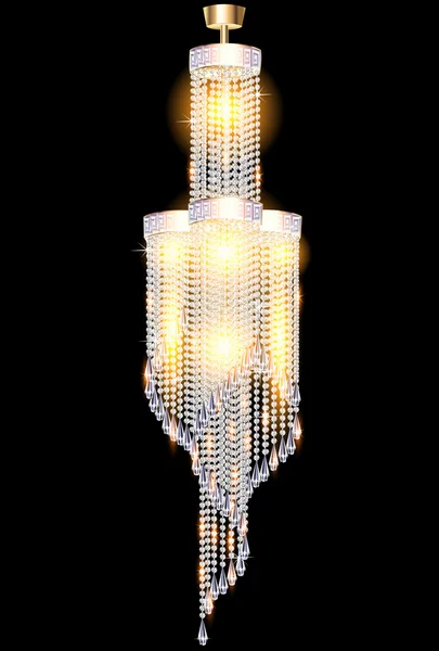 Ilustración de una lámpara de araña moderna con colgantes de cristal — Archivo Imágenes Vectoriales