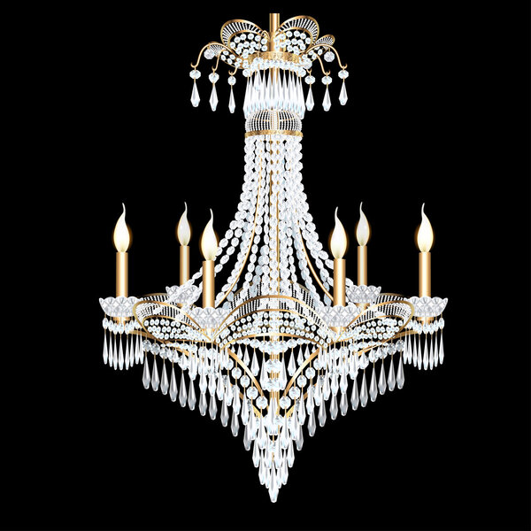 illustration of a modern chandelier with crystal pendants 