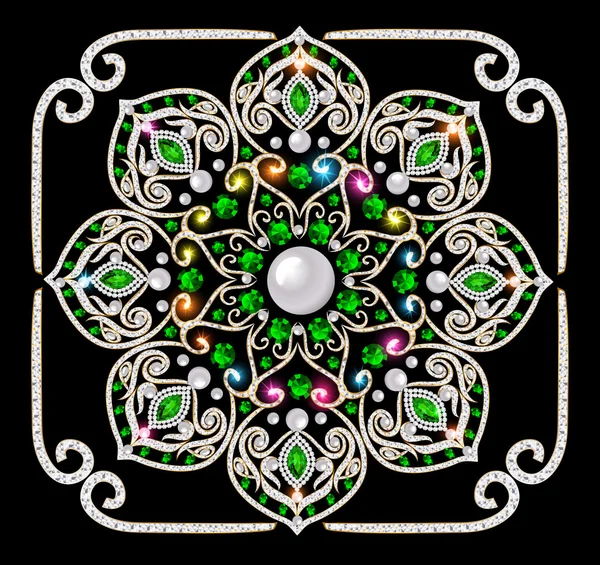Illustration background circular ornaments of precious stones — Stock Vector