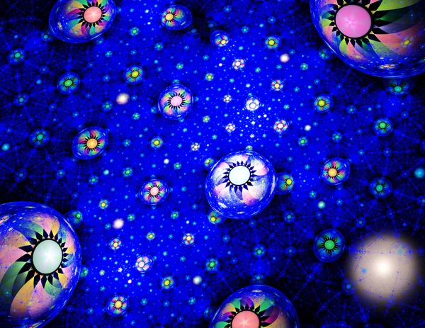 Abstract fractal background. Fractal fantastic balls with flower