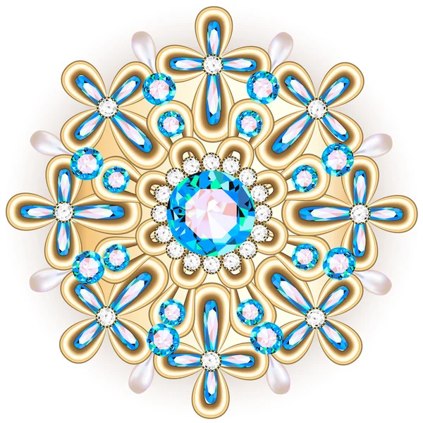 Joyas broche Mandala, elemento de diseño. .. Orna geométrica vintage — Archivo Imágenes Vectoriales