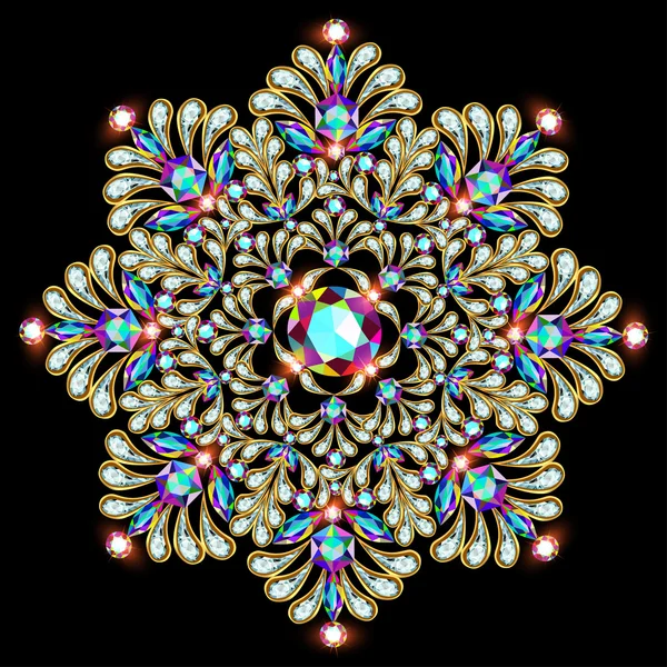 Mandala brož šperky, dekorační prvek. Domorodé etnické květinové pat — Stockový vektor