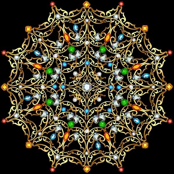 Illustration Hintergrund runde Ornamente aus Edelsteinen — Stockvektor