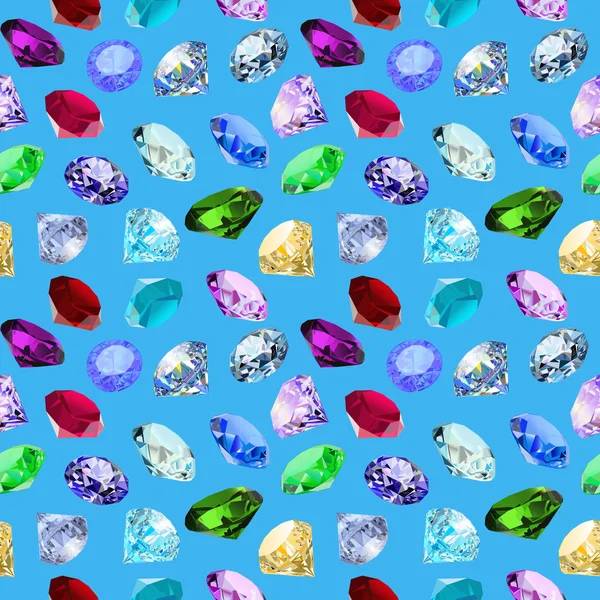 Ilustración fondo sin costuras con piedras preciosas brillantes — Vector de stock