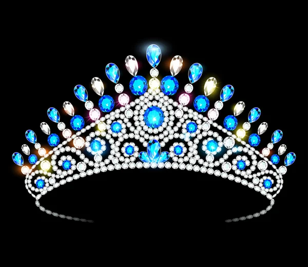 Illustrazione corona tiara donne con pietre preziose scintillanti — Vettoriale Stock