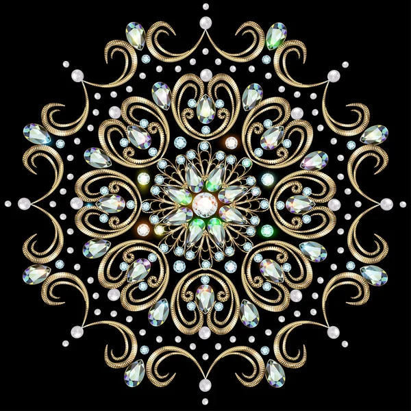 Illustratie achtergrond cirkelvormige ornamenten van edelstenen — Stockvector