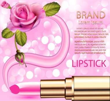 Tasarımınız için ruj rengi gül ve leke içeren estetik çizimler