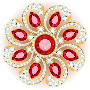 Mandala broş mücevherleri, tasarım elementi. Kabile etnik desenli mandala değerli taşlarla çevrili. Geometrik vintage süslemeli arkaplan.