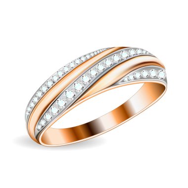 Kübik zirkonyalı altın bir mücevher yüzüğü.