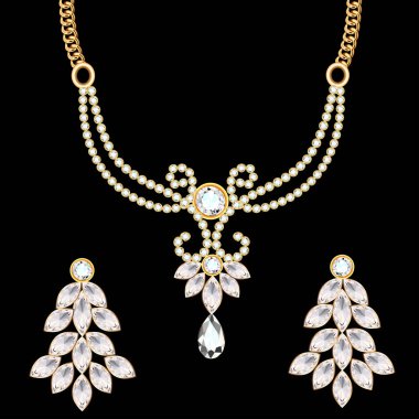 Kolye ve küpe çizimleri, düğün kadını elması.