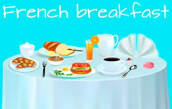 Французький Сніданок Бутерброд Шинкою Помідором Салат Сир Едамера Соус Цезаря — стоковий вектор
