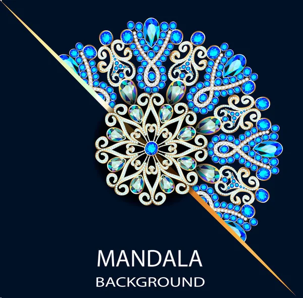 Mandala Brož Šperky Designový Prvek Geometrický Ročník Ornamentální Pozadí — Stockový vektor