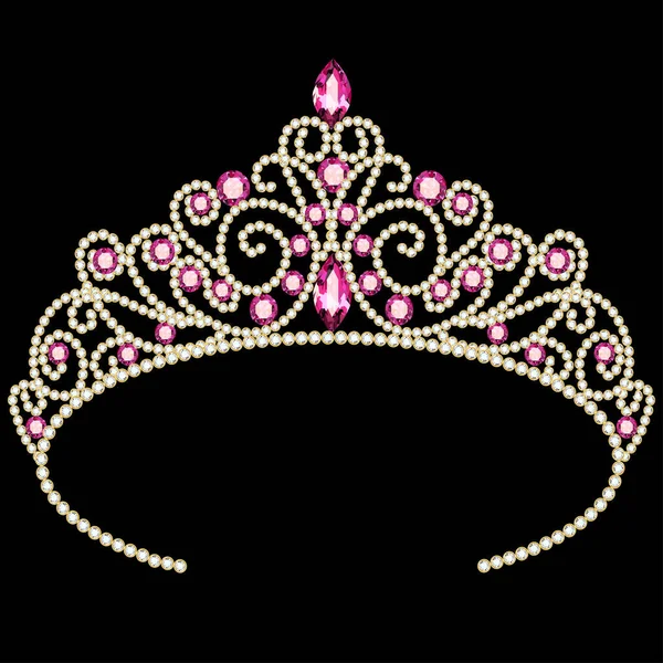 Ilustración Diadema Oro Para Mujer Tiara Con Piedras Preciosas — Archivo Imágenes Vectoriales