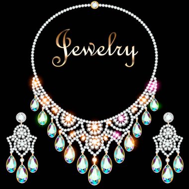 Kolye ve küpe çizimleri, düğün kadını elması.