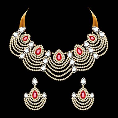 Kolye ve küpe çizimleri, düğün kadını elması.