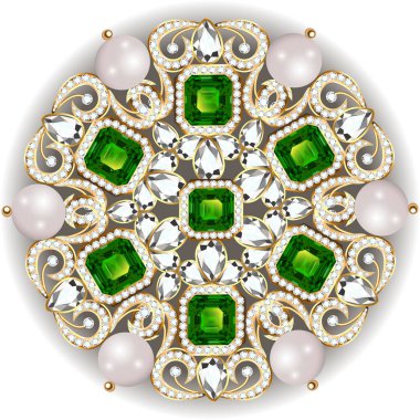 Mandala broş mücevherleri, tasarım elementi. Geometrik vintage süslemeli arkaplan.