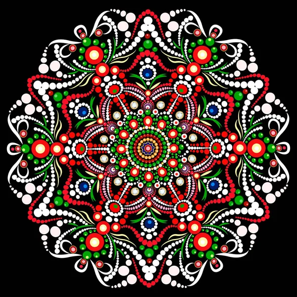 Illustrazione Una Spilla Mandala Realizzata Con Tecnica Della Pittura Puntiforme — Vettoriale Stock